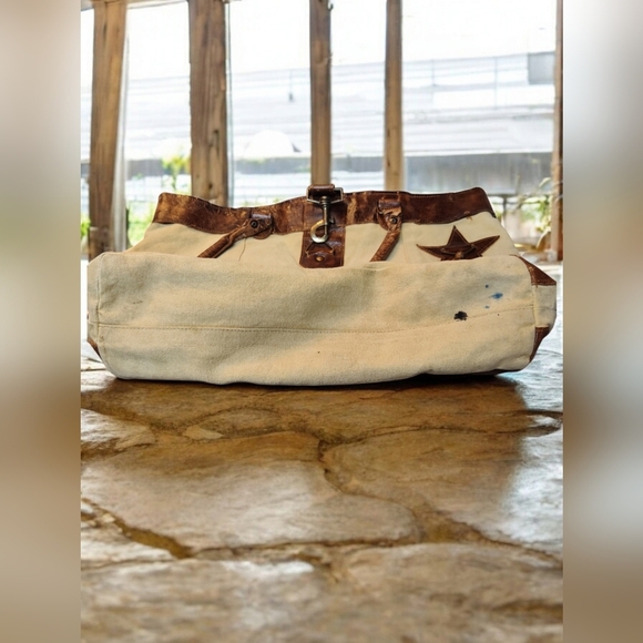 Mona B Upcycled Canvas and Vegan Leather Tote Bag - Picture 7 of 8